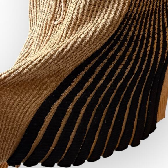 Women's Beige & Black Striped Knit Open Front Cardigan Sweater Size Medium - Picture 12 of 16